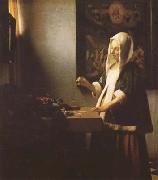 Jan Vermeer Woman Holing a Balance (mk08) oil painting on canvas
